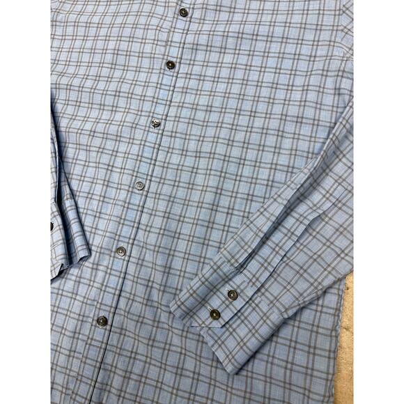 Zachary Prell 100% Cotton Gray Checkered Blue Button Down Men's Plaid Shirt Med - Picture 13 of 13